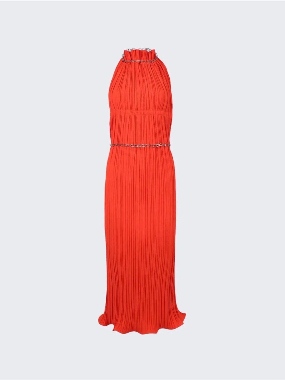 Dion Lee Red Orange Pleated Halter Midi Dress